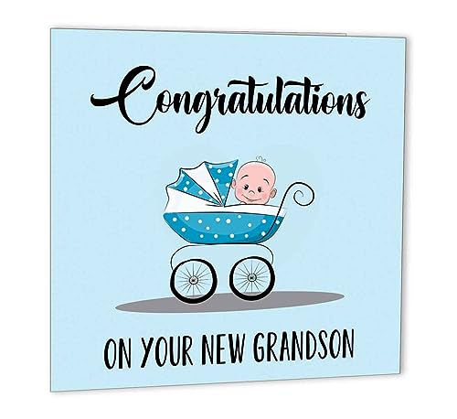 New Baby Congratulations Card for Grandson - Grandparents Gift