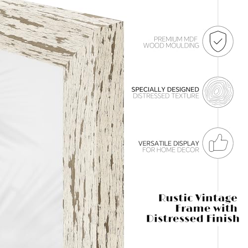 8x10 Rustic Farmhouse Picture Frame - Distressed White, MDF