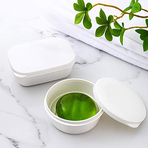 LENITH Portable Travel Soap Case - Round White Waterproof Soap Holder Box