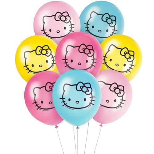 Hello Kitty Latex Balloons - 12 Inch Birthday Party Decorations, 8 Count