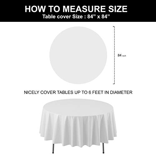 Heavy Duty 84-Inch Round Plastic Table Cover - White