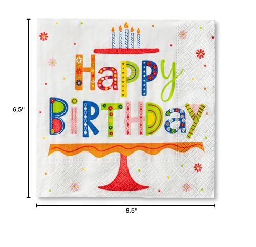 Happy Birthday Paper Napkins 3-Ply Lunch Size 20 Count
