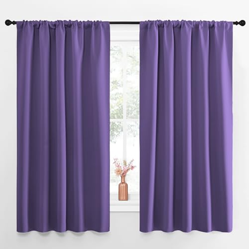 NICETOWN Lilac Purple Blackout Curtains, 52" x 63" (Set of 2)