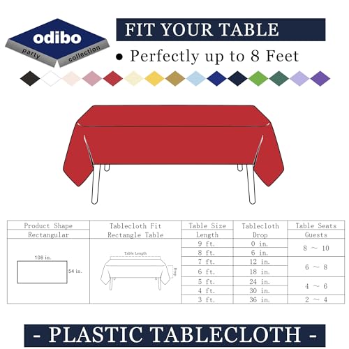 Red Disposable Tablecloth 2 Pack - 54 x 108 Inches for Parties and Events - B3 Red