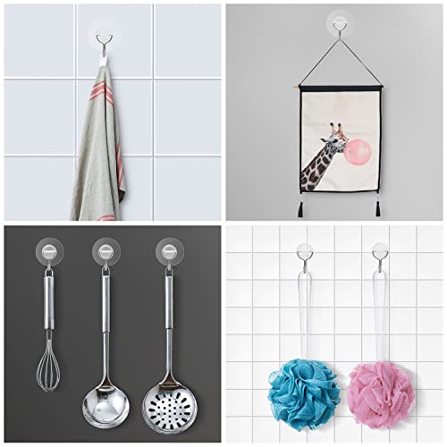 Heavy Duty Clear Adhesive Wall Hooks 12 Pack - Waterproof & Rustproof for Kitchen Bathroom & Indoor Use