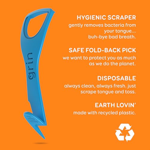 Grin Disposable Tongue Cleaner 48 Count with Toothpick