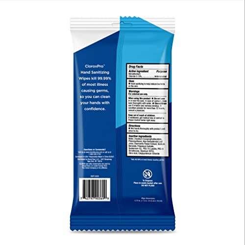 Clorox Pro Alcohol-Free Sanitizing Hand Wipes, BZK, 20 Count