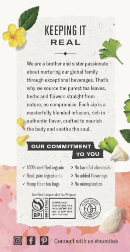 Numi Organic Damiana Focus Tea - 48 Herbal Tea Bags, Caffeine-Free