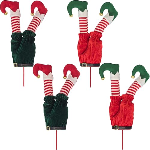 4pcs Large Christmas Elf Legs for Tree Topper & Holiday Decor - 24-Inch