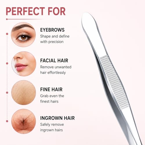 LUXXII Precision Slant Tip Tweezers 3-Pack – Stainless Steel Eyebrow & Facial Hair Grooming Tool