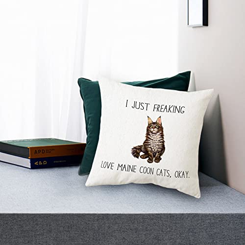 Maine Coon Cat Throw Pillow Cover - 18x18 Inch Flannelette (Cat-d)