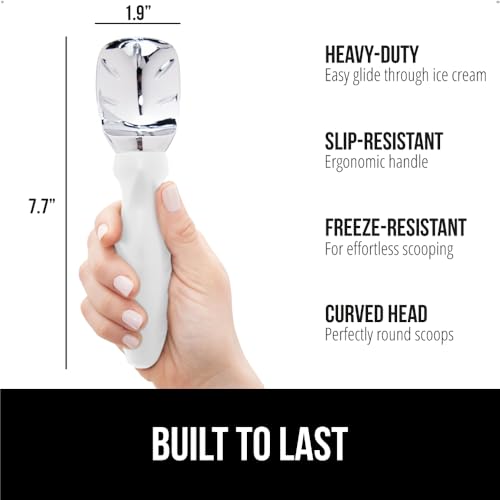 Gorilla Grip Heavy Duty Ice Cream Scoop - White, Ergonomic Design