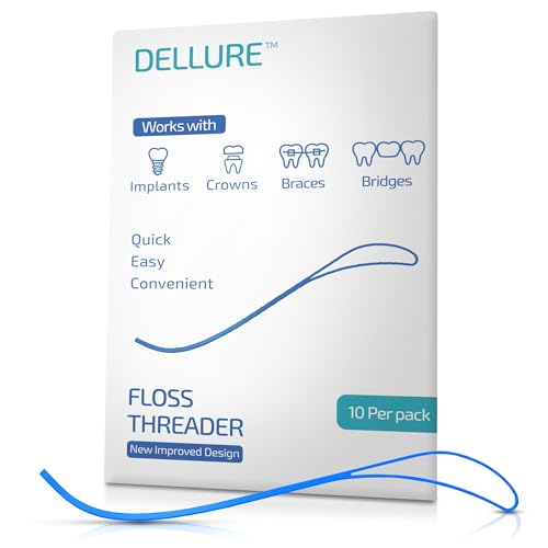 Dellure Dental Floss Threaders for Braces, Bridges & Implants - 100 Pack