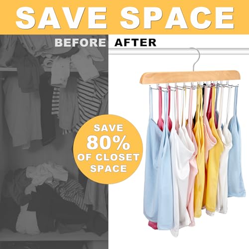 RESOVO Wood Foldable Tank Top & Bra Hanger - Large Capacity 20 Hooks, Closet Organizer