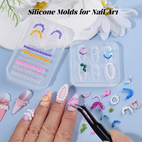 Kikonoke 2 Pcs 3D Cream & Cake Silicone Nail Molds for Gel & Resin Art