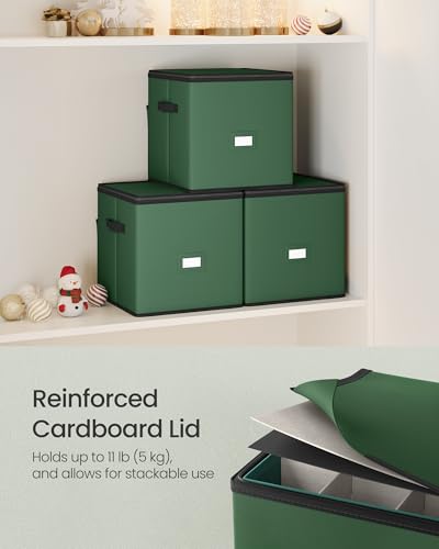 Christmas Ornament Storage Box with 4 Trays, 64 Slots - Forest Green Variation