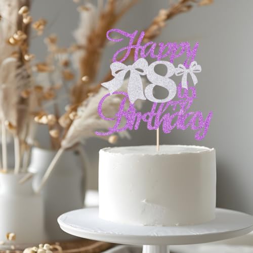 Bowknot Happy 8th Birthday Cake Topper - Girls' Party Decoration