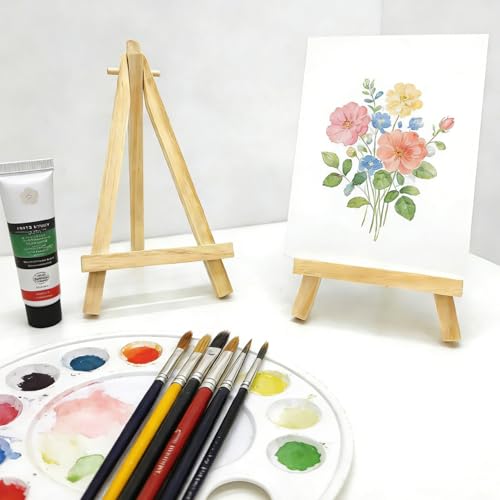 Mini Wooden Display Easels - Set of 2 Natural Wood Tabletop Stands