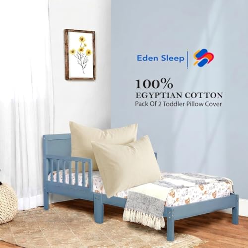 Eden Sleep Toddler Travel Pillowcases 2-Pack 14x20 Inch Cotton Ivory Zipper Covers