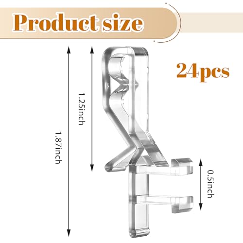 Clear Blind Valance Clips 1-7/8 Inch Hidden Channel Replacement 24 Pcs