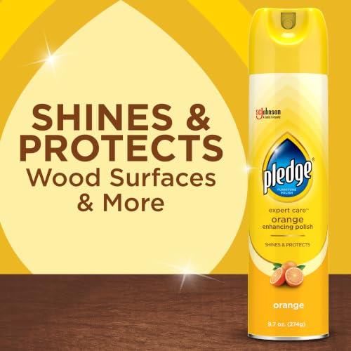 Pledge Orange Enhancing Polish Spray, 9.7oz (Pack of 3) - Wood & Furniture Cleaner