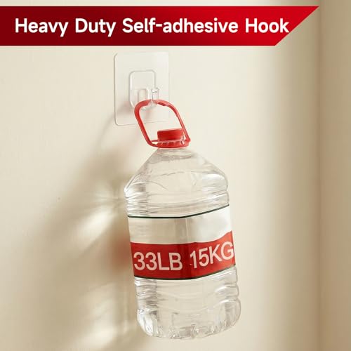 Large Clear Adhesive Hooks - 10 Pack Heavy Duty Waterproof Shower Hooks