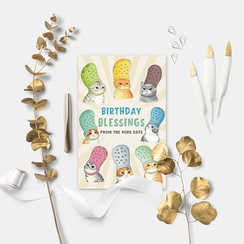 Funny Pope Cats Birthday Card for Cat Lovers - Hilarious Greeting