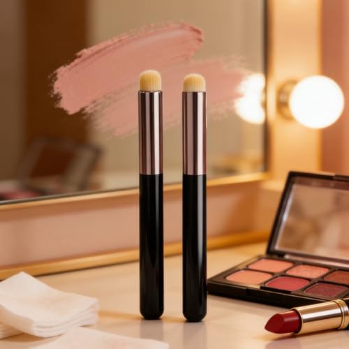 2-Piece Round Head Lip Smudge Brush & Makeup Blending Applicator