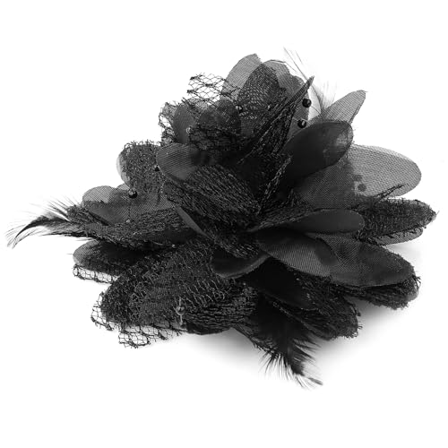 Black Rose Flower Hair Clip and Brooch Floral Headpiece Accessory