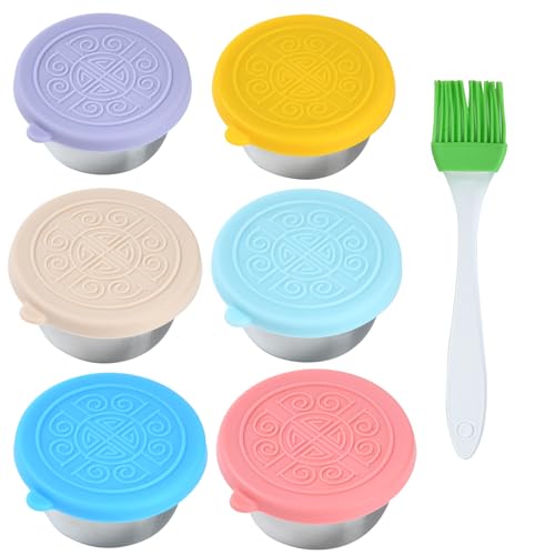 6-Pcs Leak-Proof Stainless Steel Sauce Bottles with Brush