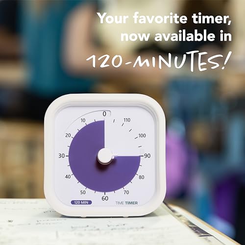 TIME TIMER 120 Minute MOD Education Edition ?? Visual Timer with Desktop Software for Kids Classroom Learning, Testing Timer, Study Tool and Office Meetings with Silent Operation (White - 120min)