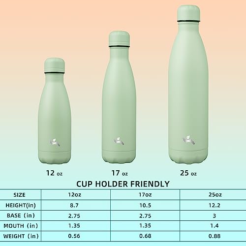 Konokyo 12 oz Insulated Stainless Steel Water Bottle - Macaron Green