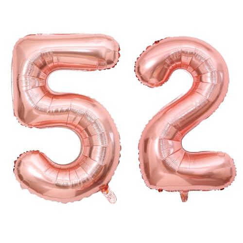40 Inch Rose Gold Number 52 Balloon for Birthday & Party Decor