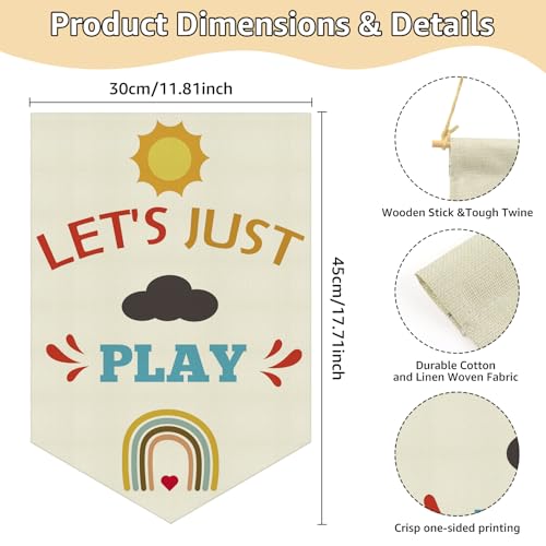 Kids Playroom Wall Decor - Beige Canvas Pennant Banner