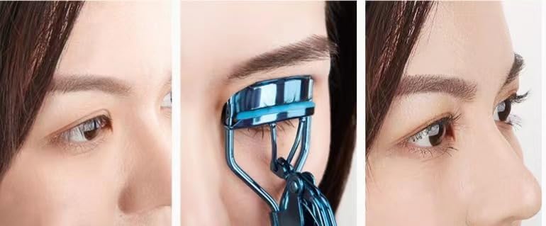 ZGLUZP Blue Eyelash Curler with 4 Replacement Pads and Ergonomic Grip