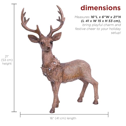 Indoor Outdoor Holiday Buck Deer Lighted Decor - Brown, 21 Inch