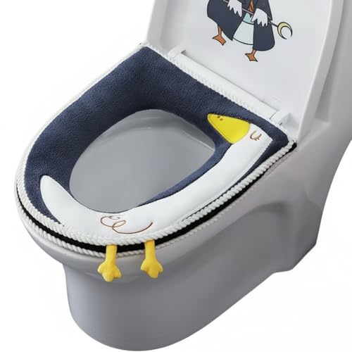 Plush Cotton Toilet Seat Cover with Warmer & Easy Lift Handle