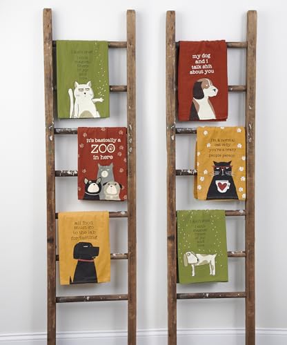 Funny Cat Lady Kitchen Towel - 28" Cotton, Paw Print Design