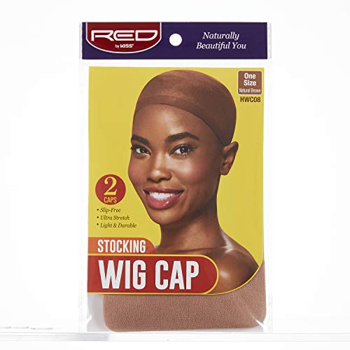 Red by Kiss Wig Cap Natural Brown Stocking One Size Breathable