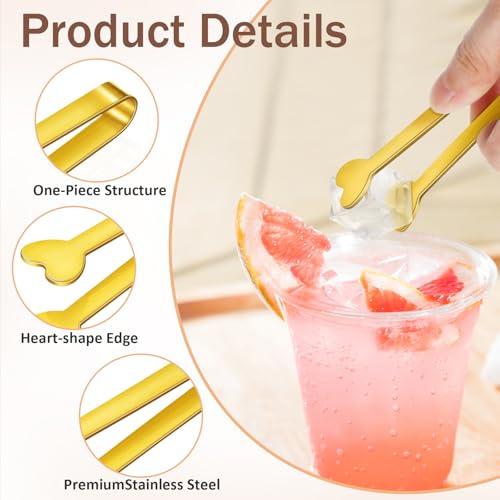 Gold Mini Serving Tongs Set - 8 PCS Stainless Steel Kitchen Utensils
