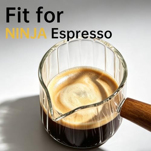 Wollibao 6oz Espresso Glass Cup with Wooden Handle for Ninja Machines
