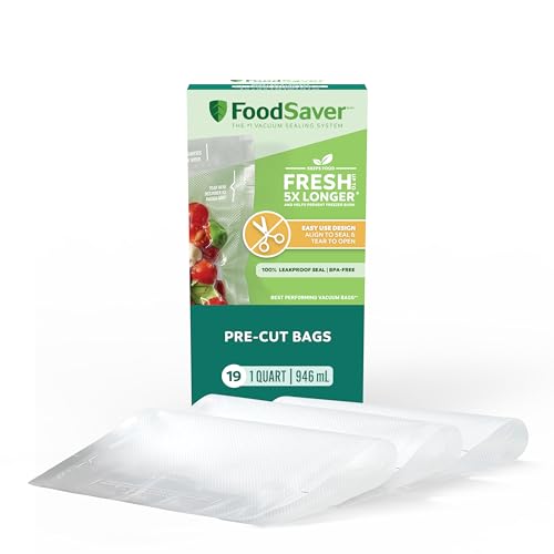 FoodSaver Quart Pre-Cut Vacuum Seal Bags - Easy Tear, 19 Pack