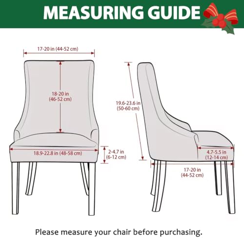 Christmas Wingback Dining Chair Cover 2 Pcs Slipcover Accent Chair Protectors