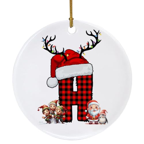Alphabet Initial Letter Ornament - H Ceramic Christmas Keepsake, Tree Decoration, Xmas Gift