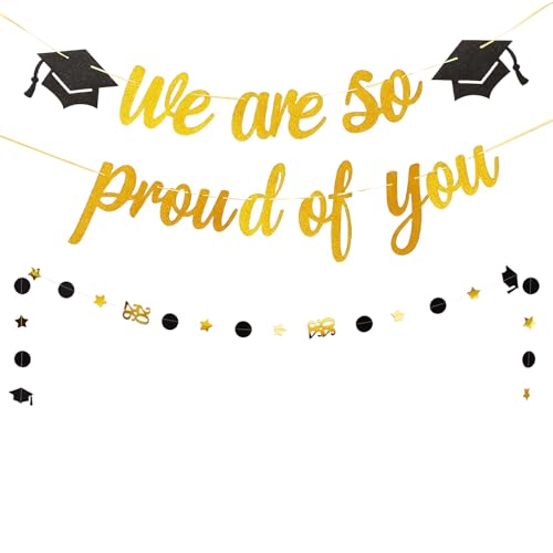 Graduation Banner Set - 3pcs Glitter 'We Are So Proud of You' Decorations