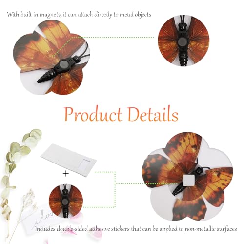 24Pcs Brown 3D Butterfly Wall Decor Stickers with Magnetic Base