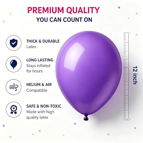 12 Inch Assorted Rainbow Balloons - 100 Pack Thickened Latex for Parties