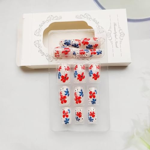Independence Day Press on Nails Square Short 4th of July Fake Nails