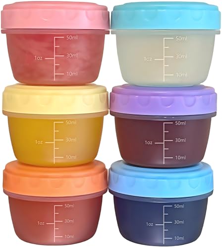 6 Pack 2.7 oz Leakproof Sauce Containers with Colorful Lids