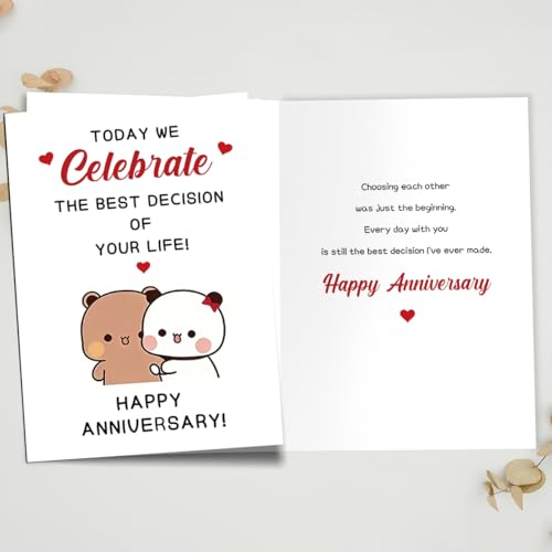 Cute Anniversary Card for Him or Her - Romantic Couple Design